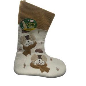 Vo-Toys White and Brown Dog Christmas Stocking